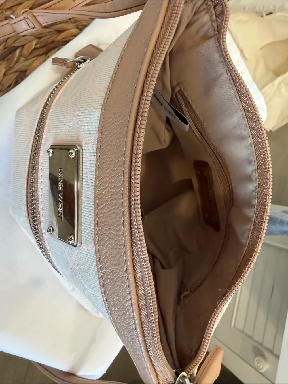 Nine West Pink Crossbody with Tan Trim